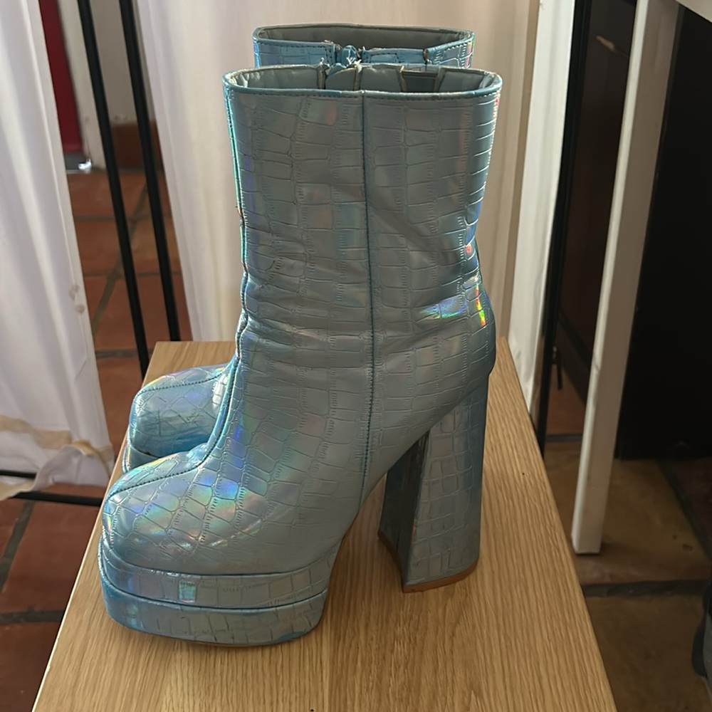 Blue Platform Boots - image 2